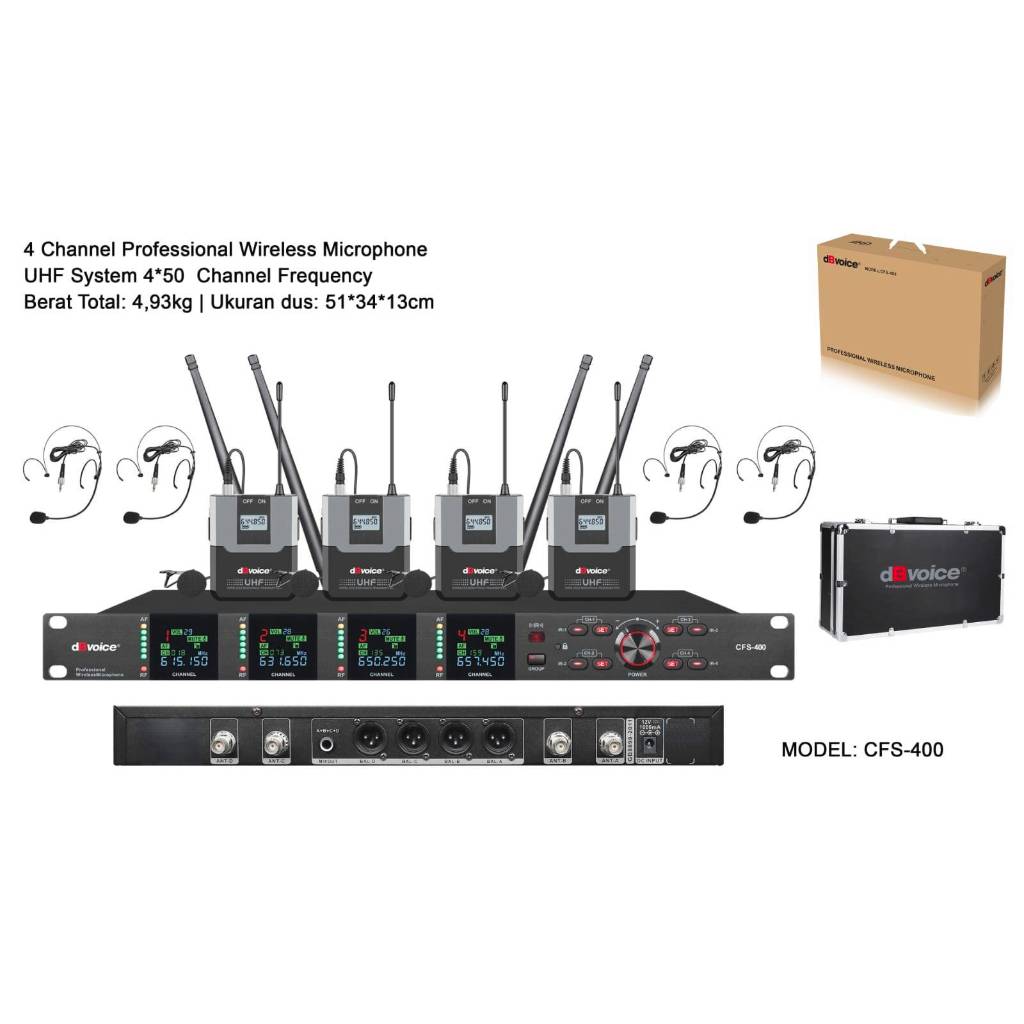 MIC WIRELESS DBVOICE CFS 400 CFS400 4 MIC JEPIT HEADSET