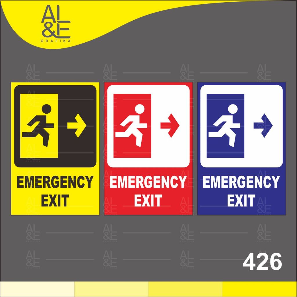 

426 - Stiker Emergency Exit, Sticker Vinyl, Cetak Premium Indoor, Tahan Air