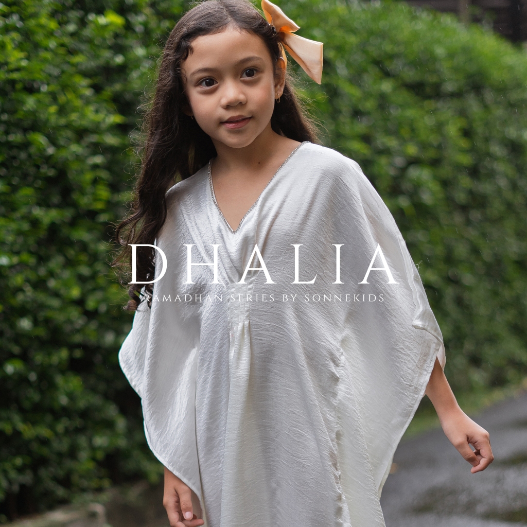 Dhalia - Kaftan anak - baju idul fitri -baju lebaran - gamis - gamis anak -gamis pink -kaftan putih 