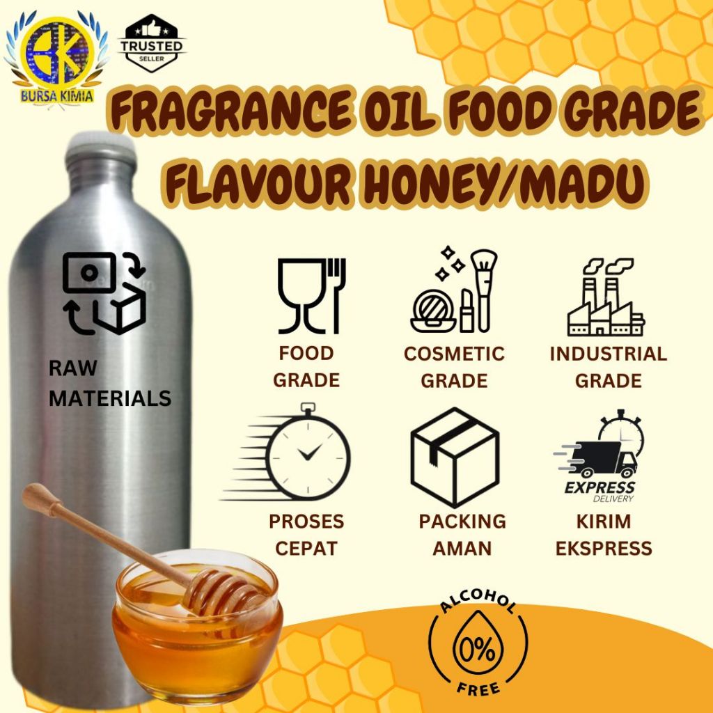 Food Grade Fragrance Oil Flavour Honey 100ml / Essence Oil Cosmetic Grade Flavor Madu 100ml / Essent