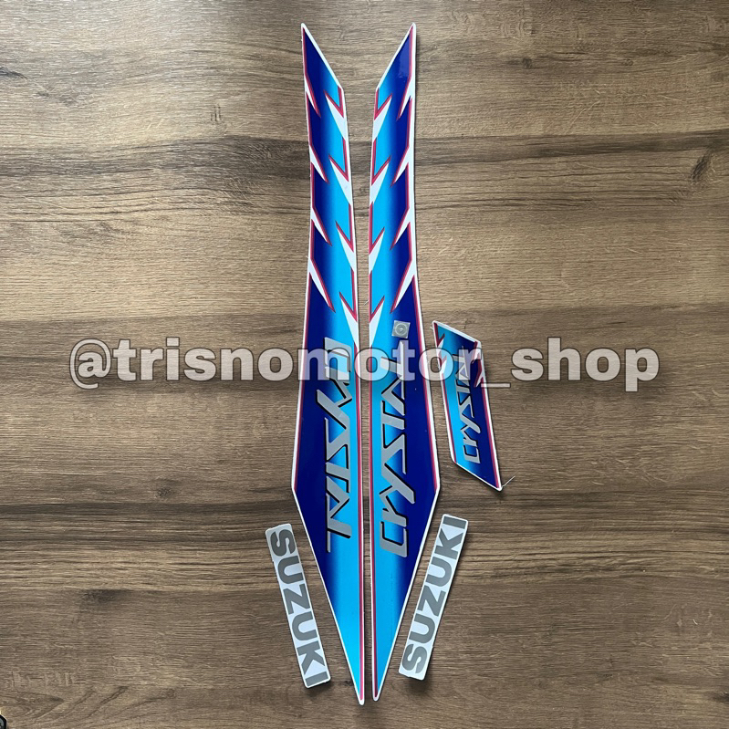 striping suzuki crystal tune 1992 1993 biru sticker stiker stripping Crystal CRYSTAL terlaris