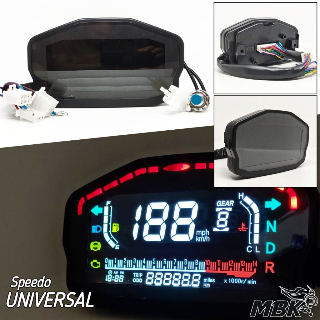 speedometer odometer gauge motor digital LCD LED DUCATI import motor universal dll matic bebek kopli