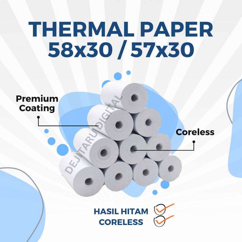 

Kertas Thermal 58mm Kualitas Bagus / 58x30 Sedang