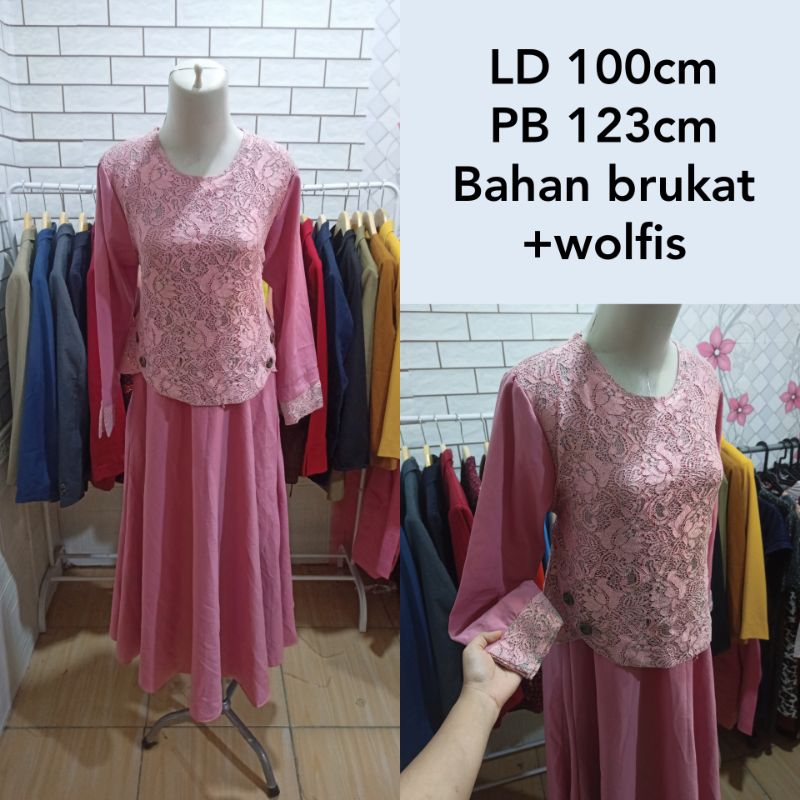 gamis bunga set hijab syari jersey ceruty mayung