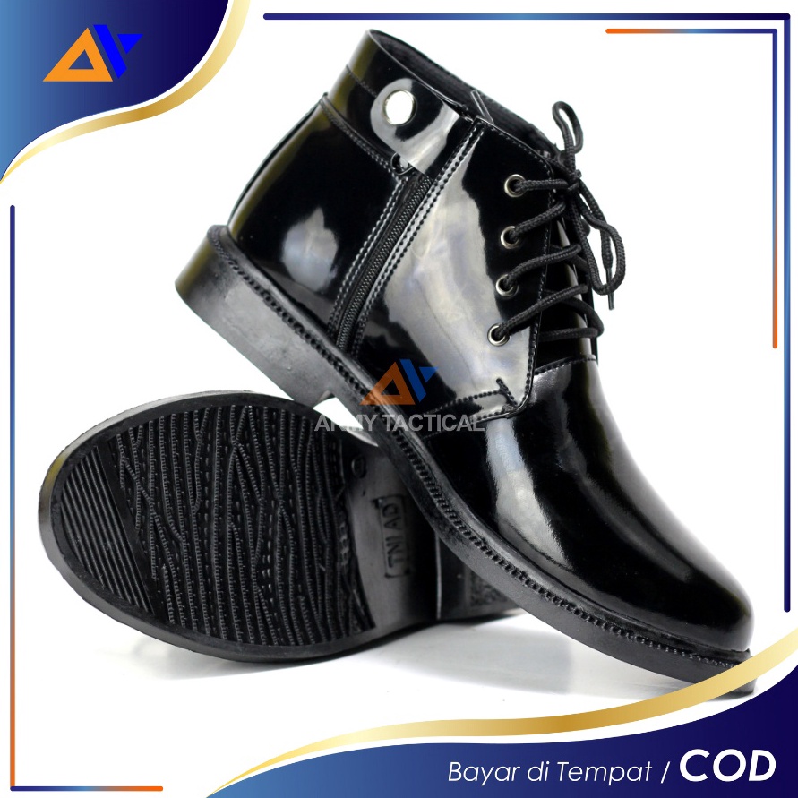 Original Sepatu PDH 3 TNI AD Hitam Mengkilap Pria Sepatu Kerja Dinas Kantor TNI Satpam Security Oxfo