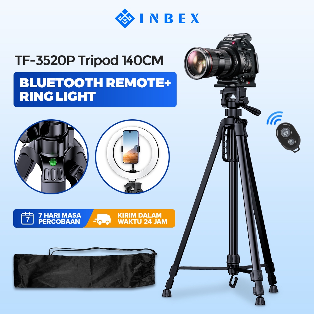 Foto INBEX TF-3520 PLUS Tripod Kamera dengan Tas / Dudukan 140cm untuk Hadycam Mirrorless Plus Holder HP