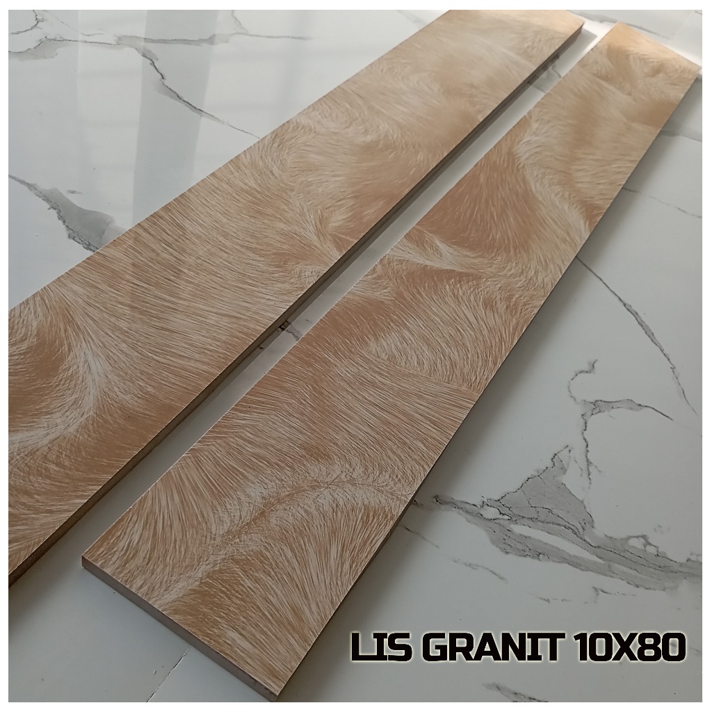 Lis Granit 10x80 / 15X80 Glossy Cream Coklat Motif Bulu