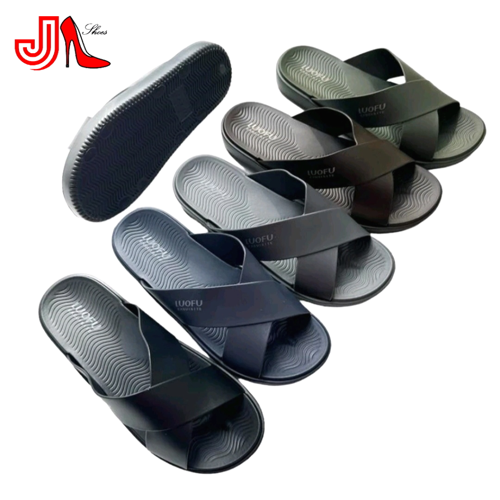LUOFU E6196-BM5C Sandal Kokop Silang Jelly Karet Eva Pria Full Warna