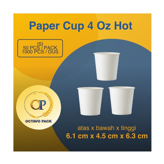 Paper Cup 4 Oz Hot  Polos / Gelas Kertas Minuman Panas 4 Oz