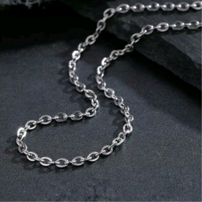 Kalung Pria Titanium Model Rantai Nori Silver Anti Karat