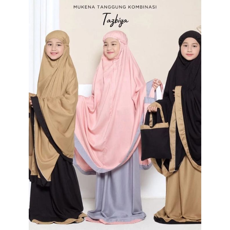 Mukenah Anak Polos Kombinasi 3-8 tahun / Mukenah Anak Tanggung Sd / Mukenah Anak Tanggung Kombinasi