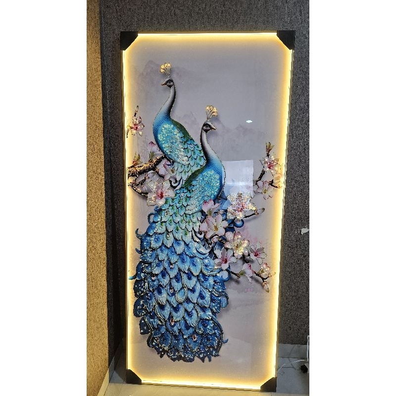 lukisan LED porcelain diamond 5d / lukisan merak porcelain diamond