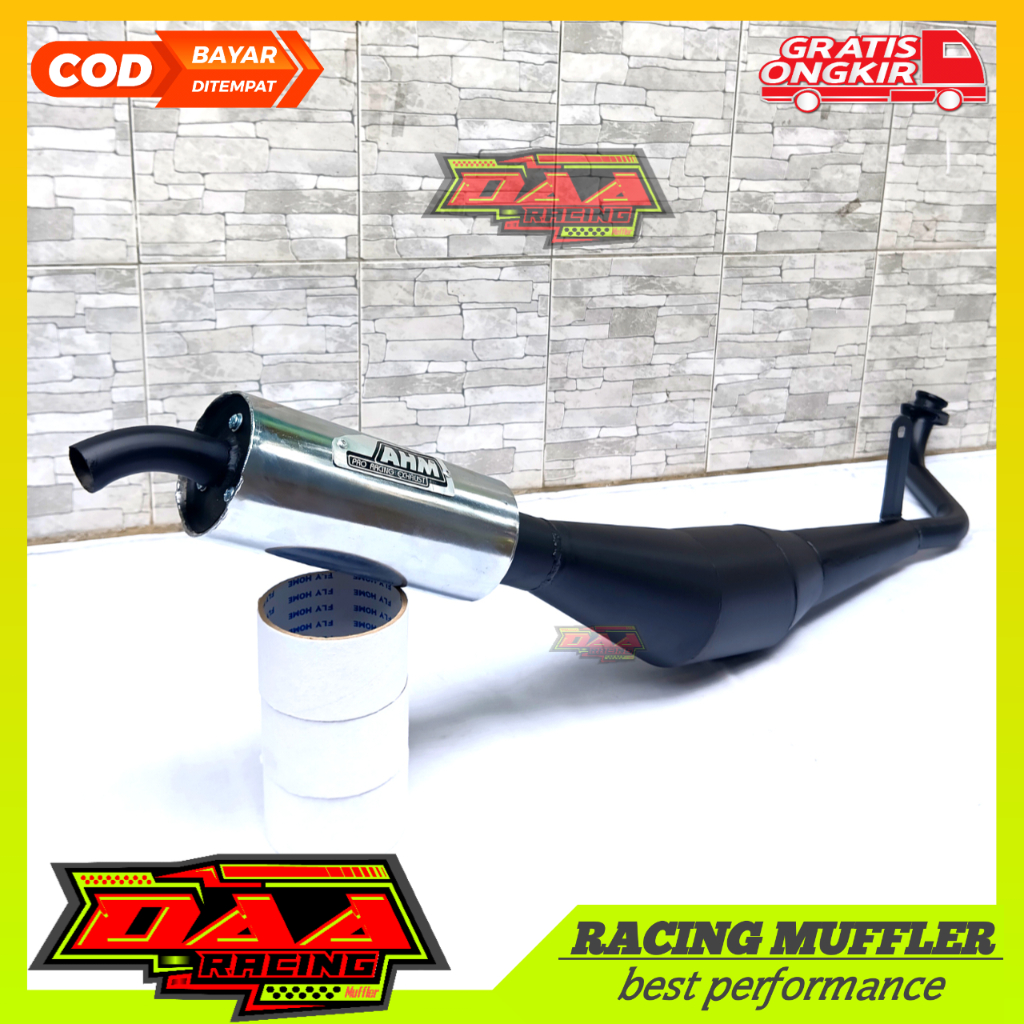 Knalpot V80 v75 Standar AHM hitam crom superbok yamaha motor 2tak racing garing kemrincing
