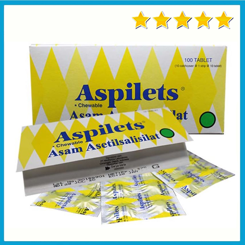 New Aspilets 1 Strip 10 Kaplet | Tablets Kunyah Chewable Untuk Membantu Mengencerkan / Pengencer Dar