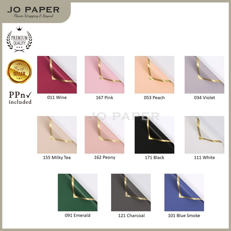 

[20 LEMBAR] Flower Wrapping Paper Varian List Gold Solid Emas Kertas Buket Bunga Florist Kertas Kado