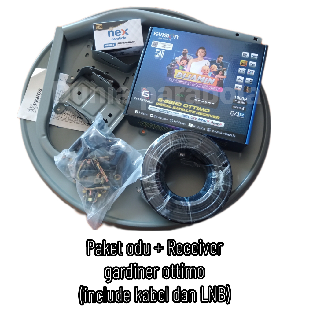PAKET PARABOLA DISH ODU 45CM PLUS RECEIVER K VISION BROMO K VISION OTTIMO