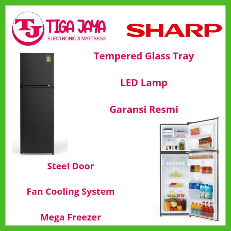 SHARP SJ316MNHS KULKAS 2 PINTU 256 LITER SJ 316MN HS SJ-316MN-HS