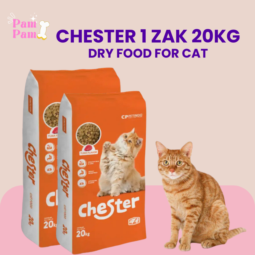 Chester 20kg Cat Dry Food Cester Zak 20kg Makanan Kucing Kering Chester 1 karung 20 Kg