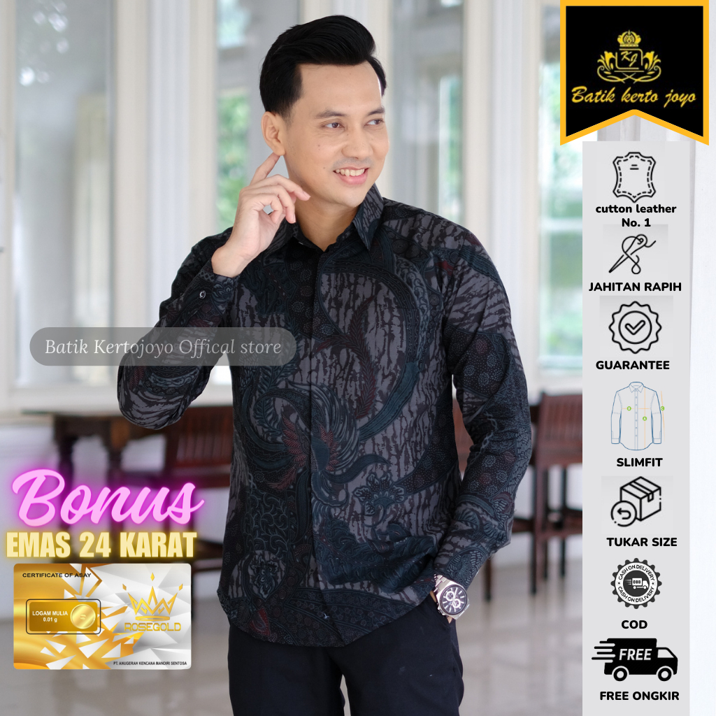 Batik pria modern slimfit Baju Batik Pria Lengan Panjang slimfit baju batik pria Slimfit premium baj