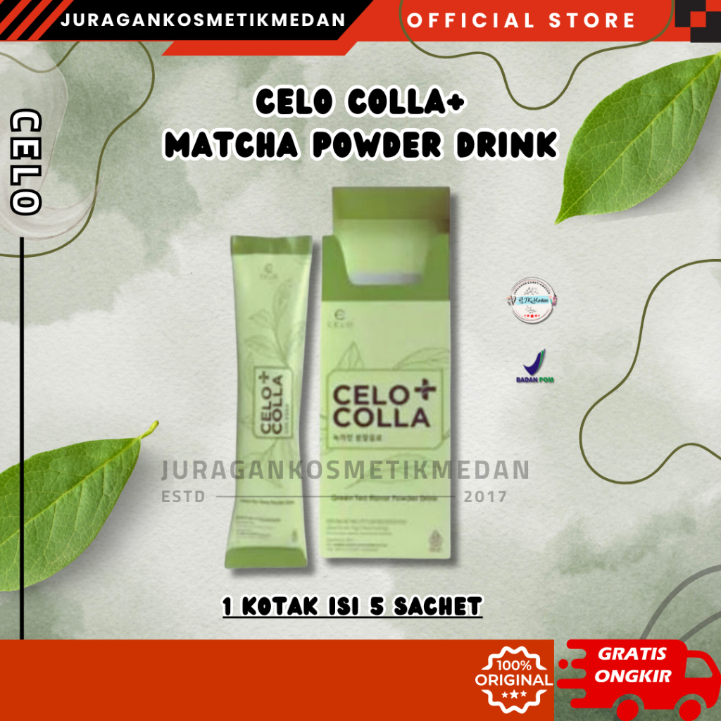 

CELO COLLA MATCHA POWDER DRINK ISI 5SACHETS READY STOK BPOM GREEN TEA FLAVOR