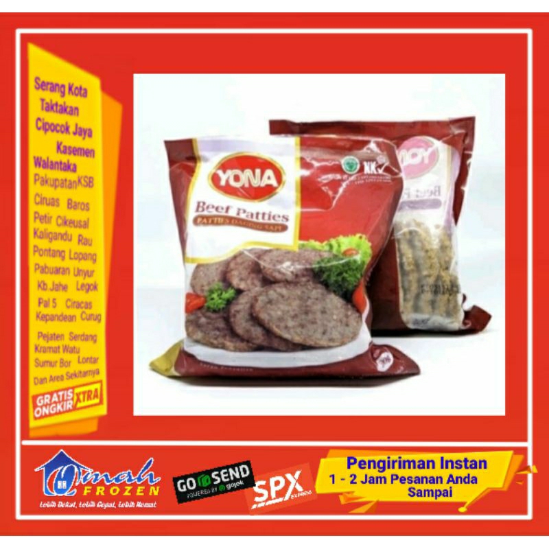 

Daging Burger Yona Petties 500g,isian Burger isi 10,Frozen Serang