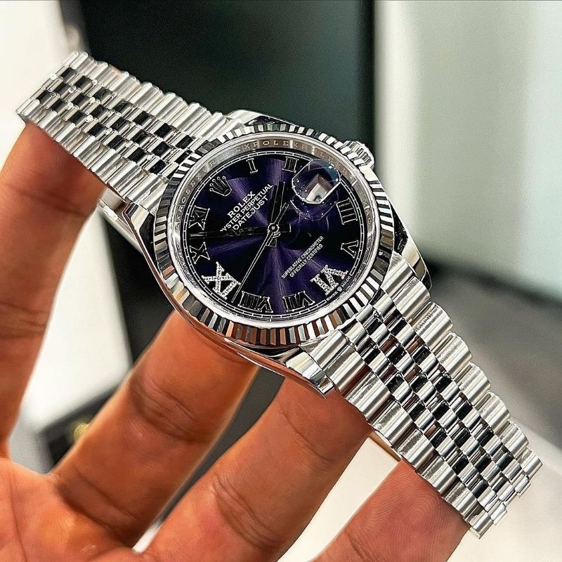 Jam tangan wanita #rolex datejust silver blue