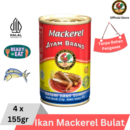 

Ayam Brand - Ikan Mackerel Kaleng Bulat Saus Tomat 4 pcs 155gr