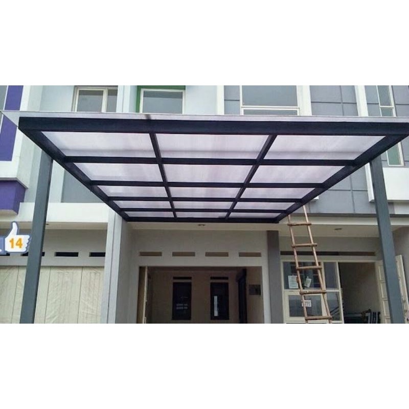 kanopi besi hollow minimalis atap polycarbonate twinlite, solarlite