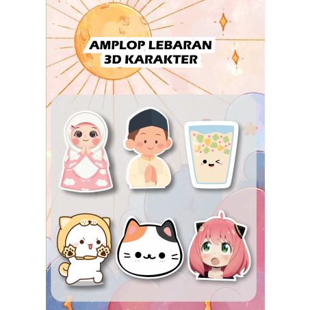 

Angpao Angpau Imlek Amplop Lebaran Idul Fitri 3D Karakter Kartun Lucu 1 pak isi 5pcs