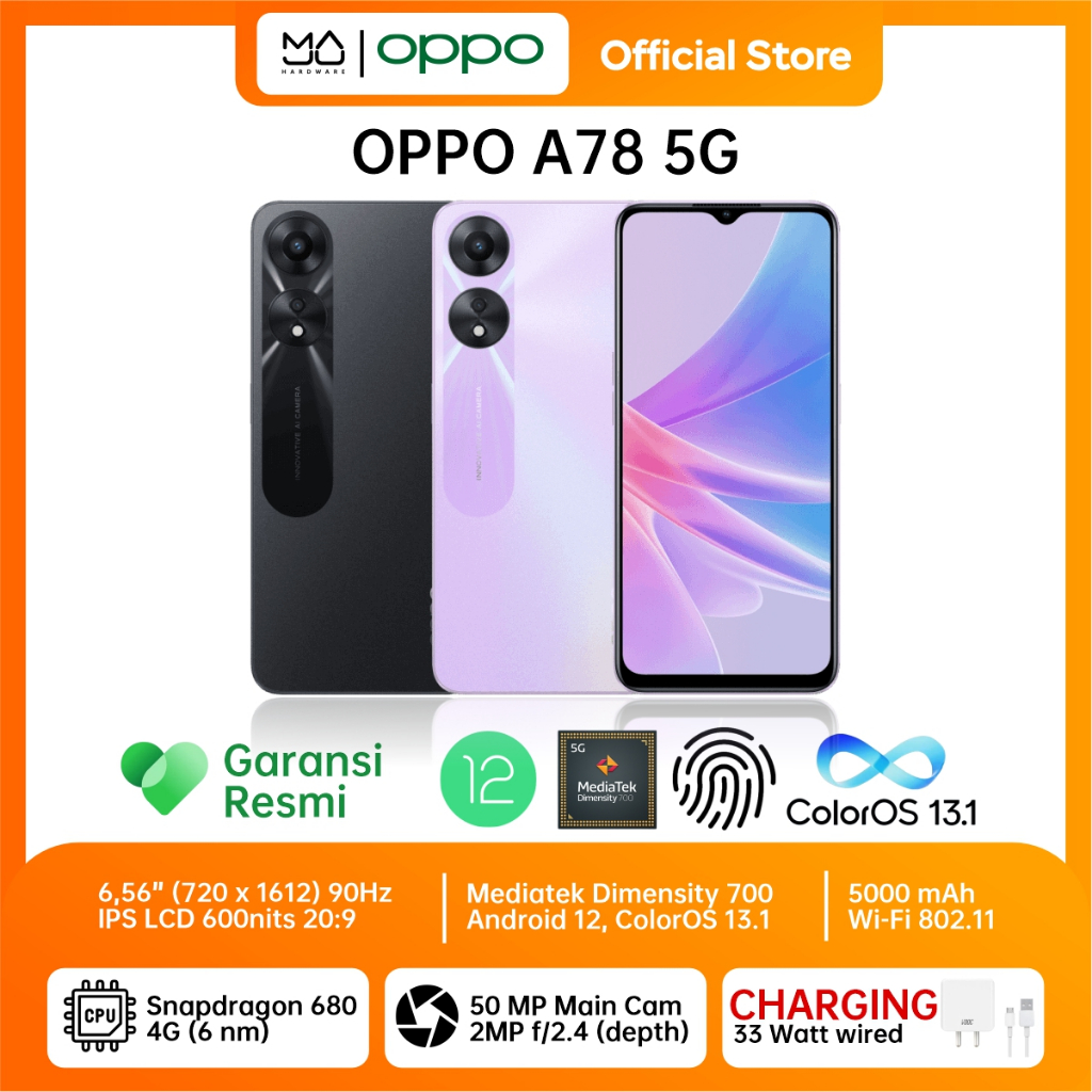 OPPO A78 5G 8/128GB - GARANSI RESMI
