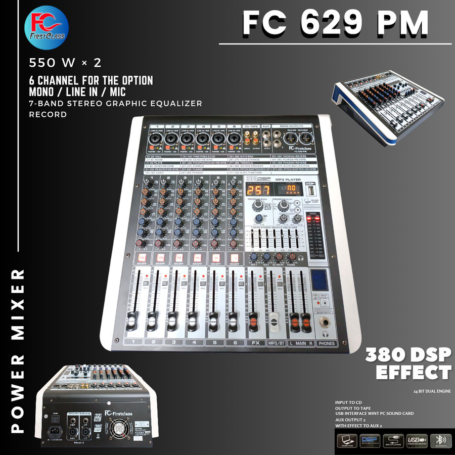 Power Mixer 6 Channel Firstclass FC 629 PM