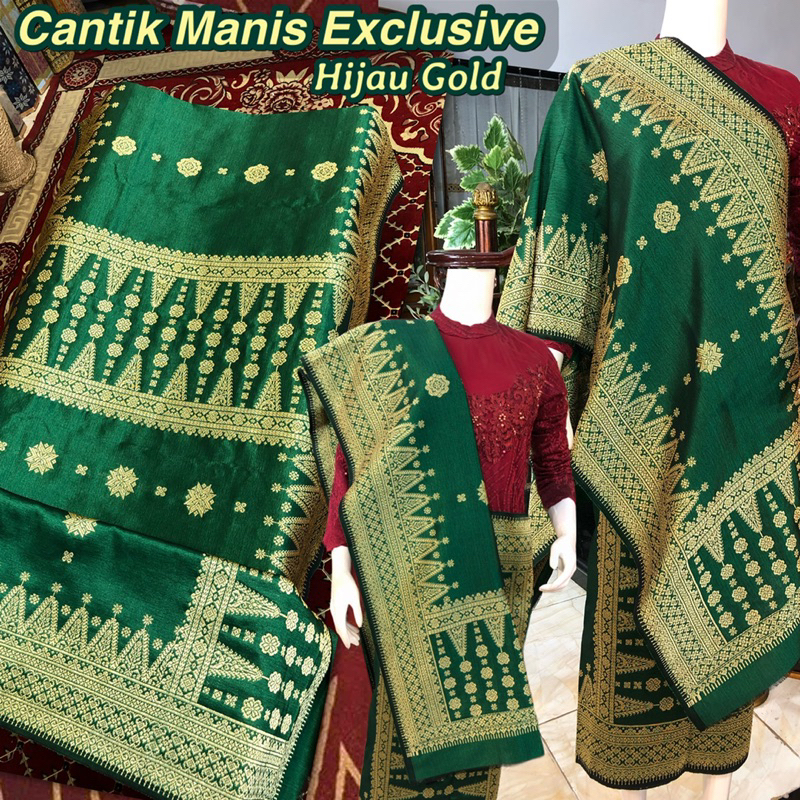 Songket Cantik Manis Exclusive Hijau Gold / Songket tenun asli palembang / ilham songket palembang