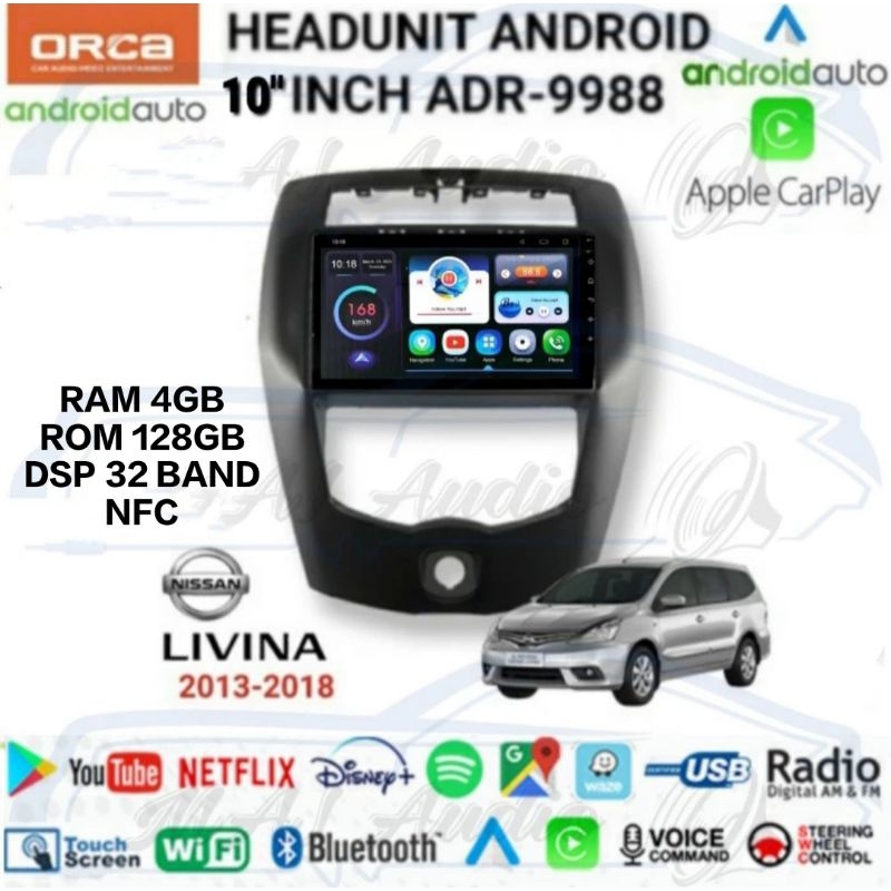 HEAD UNIT TAPE MOBIL ANDROID ORCA OEM NISSAN GRAND LIVINA 2007-2018 LAYAR 10 INCH