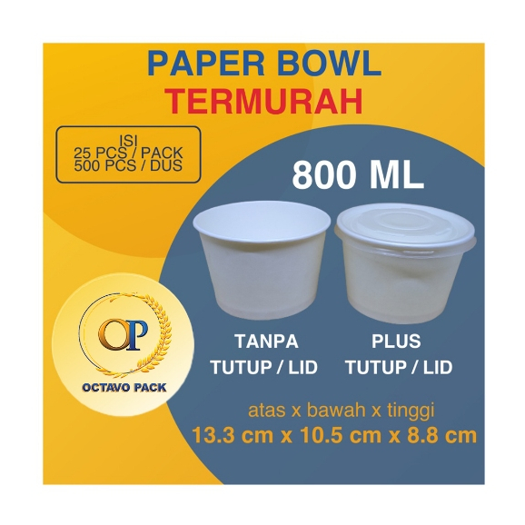 Paper Bowl 800ml /  Mangkok Kertas 800ml / Paper Bowl Tebal 800ml / Rice Bowl 800ml / Paper Bowl 27 