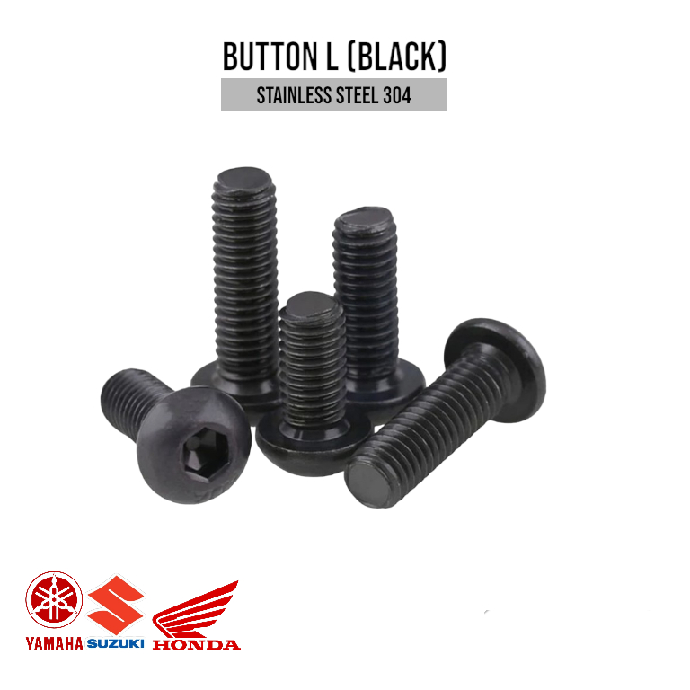 10PCS BAUT BUTTON M3 x 25 Kunci L 2 Baut Payung Stainless 304 Hitam