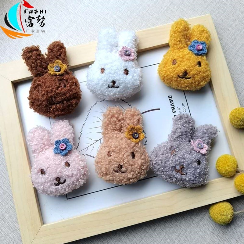 Pin Bross Kelinci Bunga Kepala Boneka  Gemas Bross Kain Flanel Lucu Tas Hijab Bros Hiasan Aksesoris 