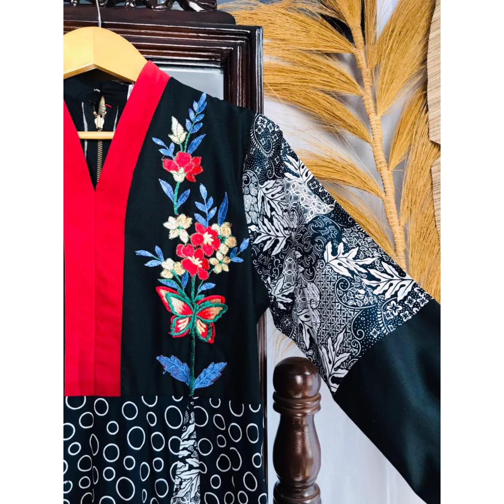 GAMIS KAIN BATIK HANDPRINTING KOMBINASI BORDIR TEMPEL BY BATIK GAJAHMADA TULUNGAGUNG