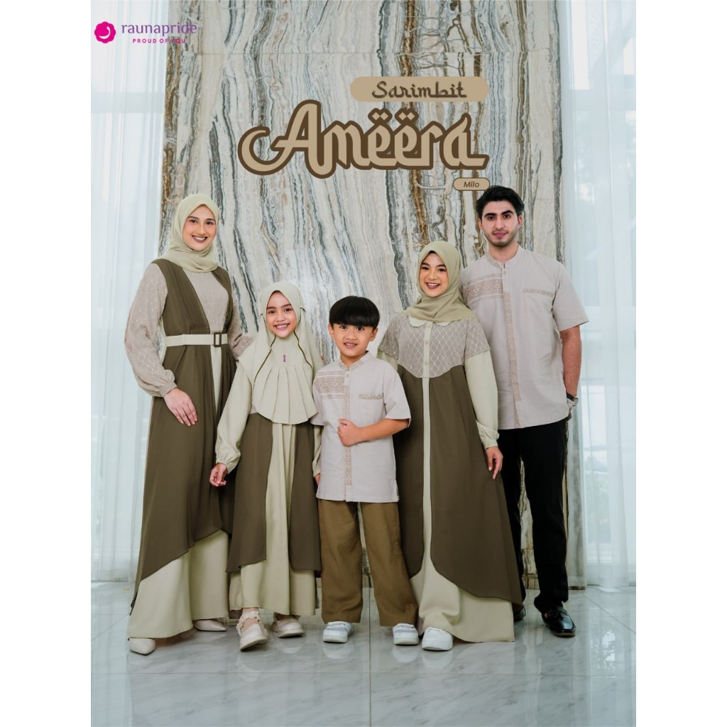 Rauna - Sarimbit Keluarga Lebaran 2023 Terbaru SR-11 Coklat | Baju Muslim Ayah Ibu Anak Laki laki Pe