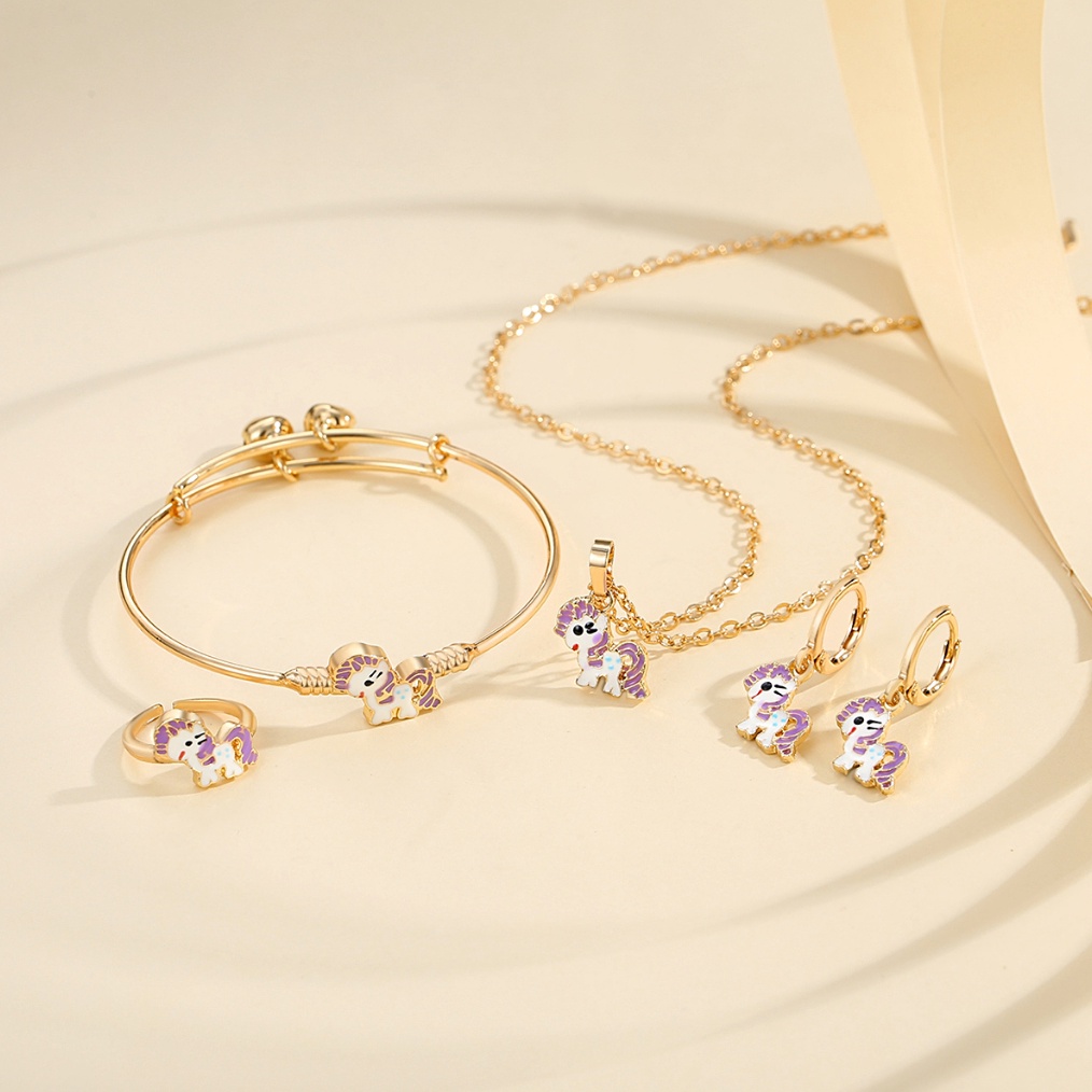 1212 Flash Sale Y387 Set Perhiasan Anak Titanium Anti Karat Unicorn Set Kalung Anak Lucu Perempuan P