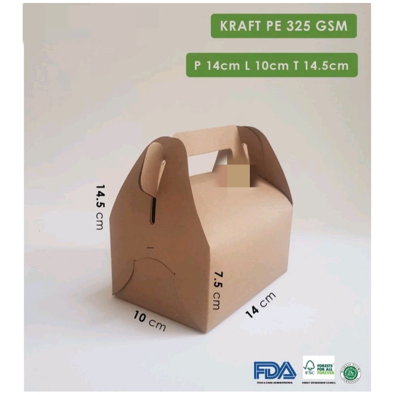 

Box Hampers Gable box mini kraft 325 gsm polos / box snack kraft / kotak kue / laminasi dalam cokelat