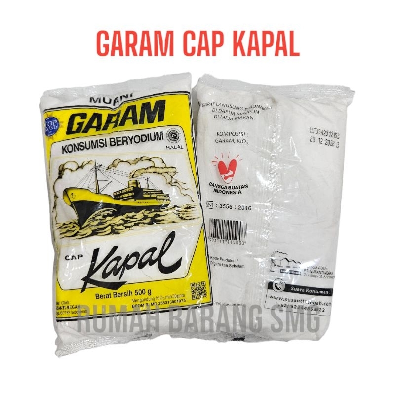 

Garam Dapur Cap Kapal 500 Gr / Garam Murni Beryodium