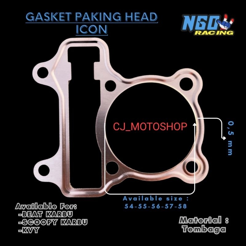 PAKING HEAD PAKEN BLOK TEMBAGA BEAT KARBU, SCOOPY KARBU KVY 54 55 56 57 58MM