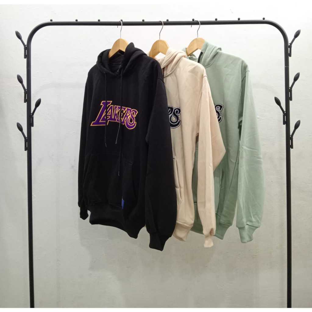 Jaket Hoodie LA Lakers Logo Pull Bordir Premium Unisex / Jaket Lakers / HOODIE Lakers Terlaris