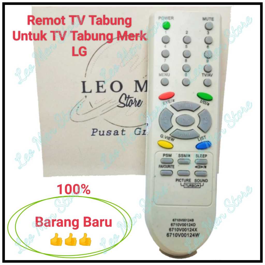 Remot TV~Remote TV Tabung~Untuk TV Tabung LG~124~PUTIH~BARU