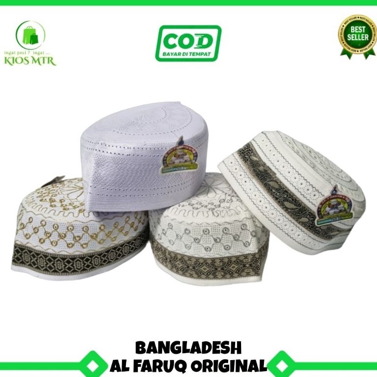 Best Seller Peci Kopiah Songkok BANGLADESH AL FARUQ Original Motif List Pita dan Polos Motif