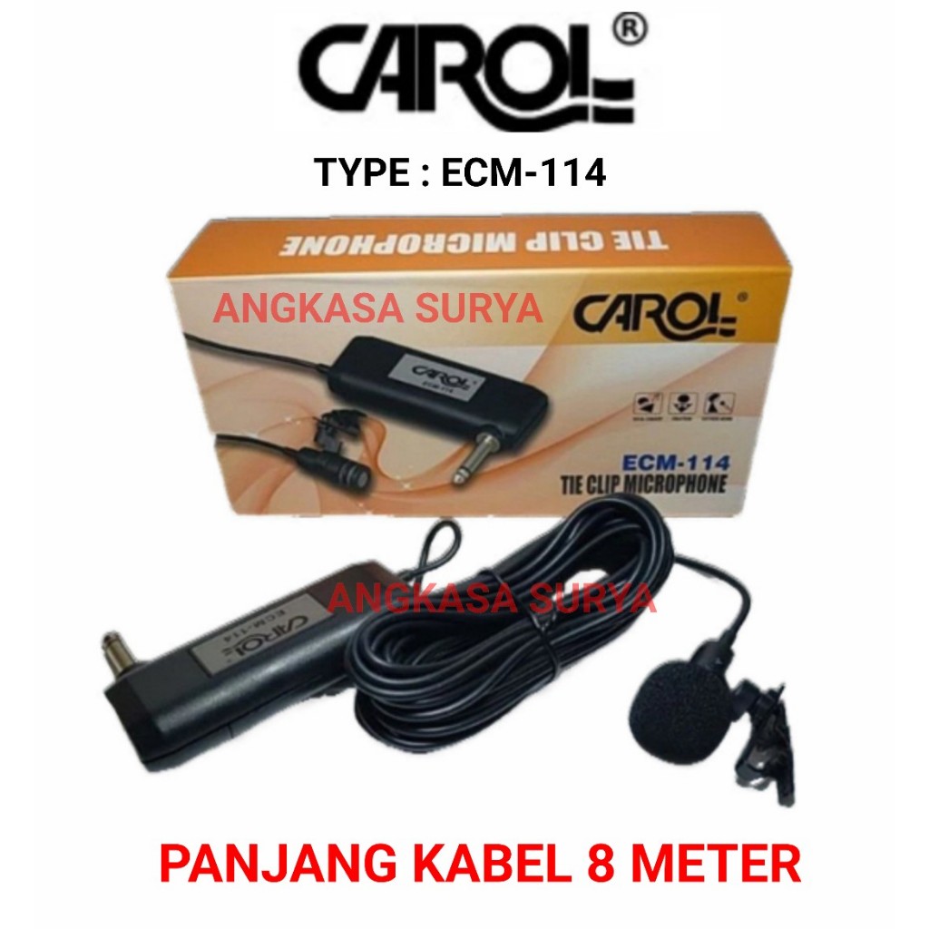 Mic Clip on Jepit Kancing CAROL ECM114 / ECM 114 Original Microphone klip Kabel panjang 10m