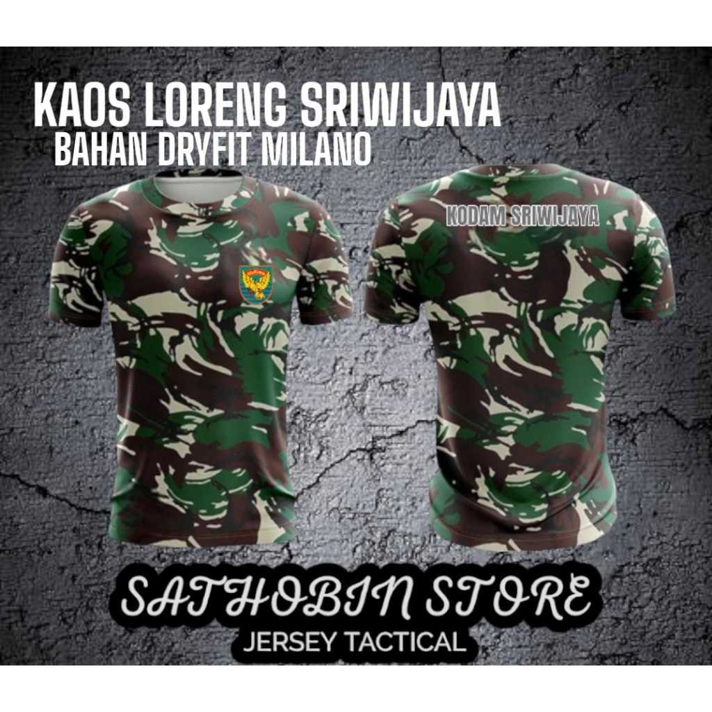 Kaos Loreng KODAM SRIWIJAYA / Bahan Dryfit Milano