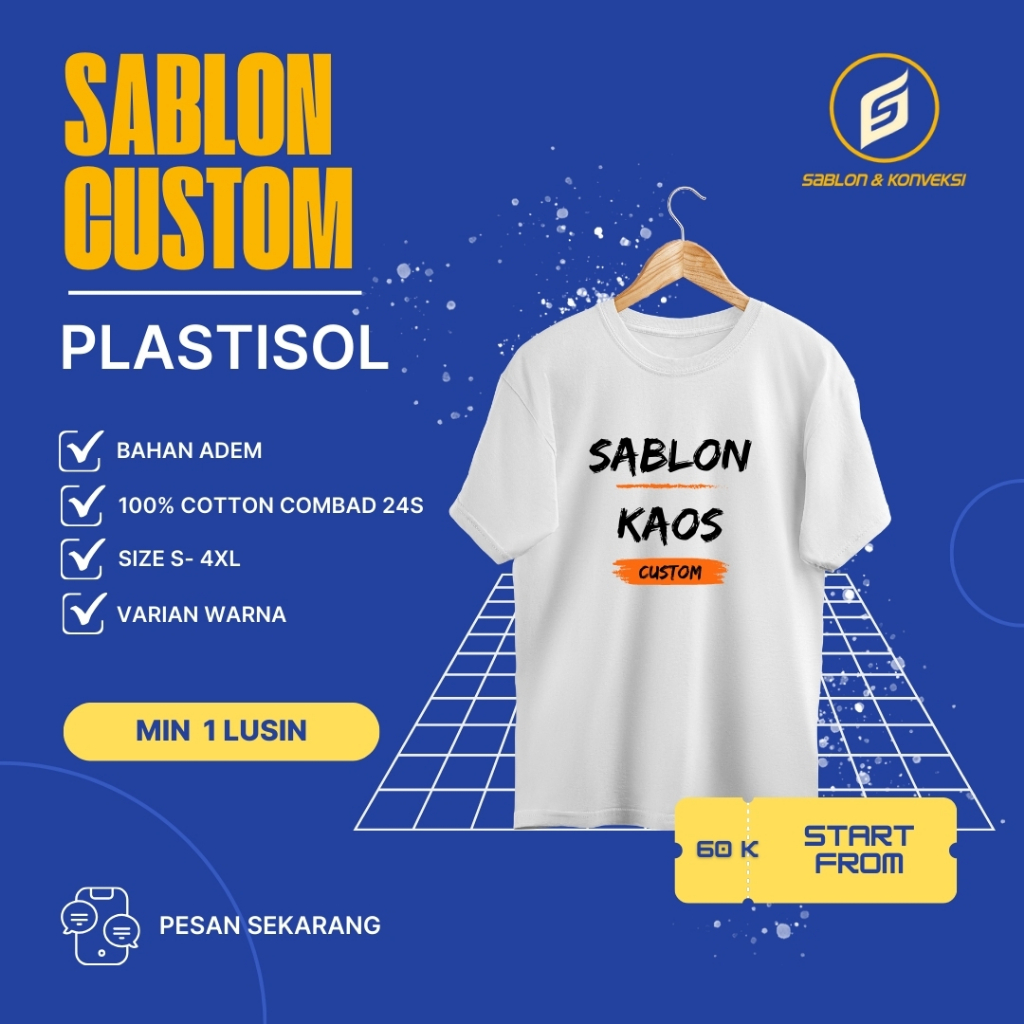 SABLON PLASTISOL KAOS 24S LUSINAN