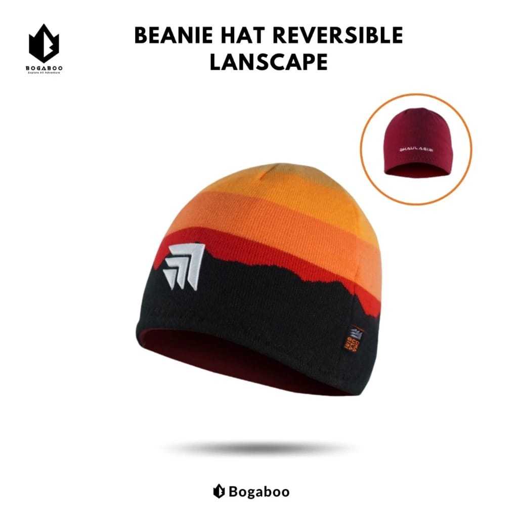 Dhaulagiri Beanie Hat Reversible Landscape Kupluk - Kupluk Rajut - Peci Sholat