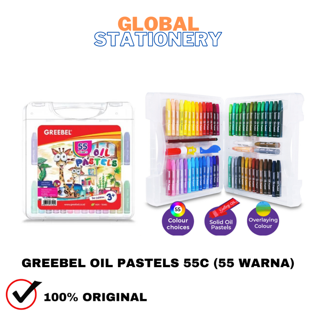 

Crayon Oil Pastels / Crayon Minyak GREEBEL 55C 55 WARNA